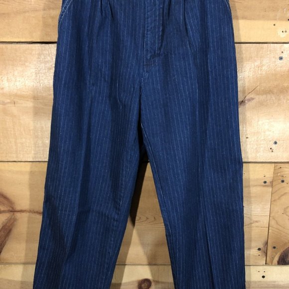 Vintage LEE Jr. Gathered Rider Striped Jeans Womens Size 9 Train Conductor - Picture 3 of 12